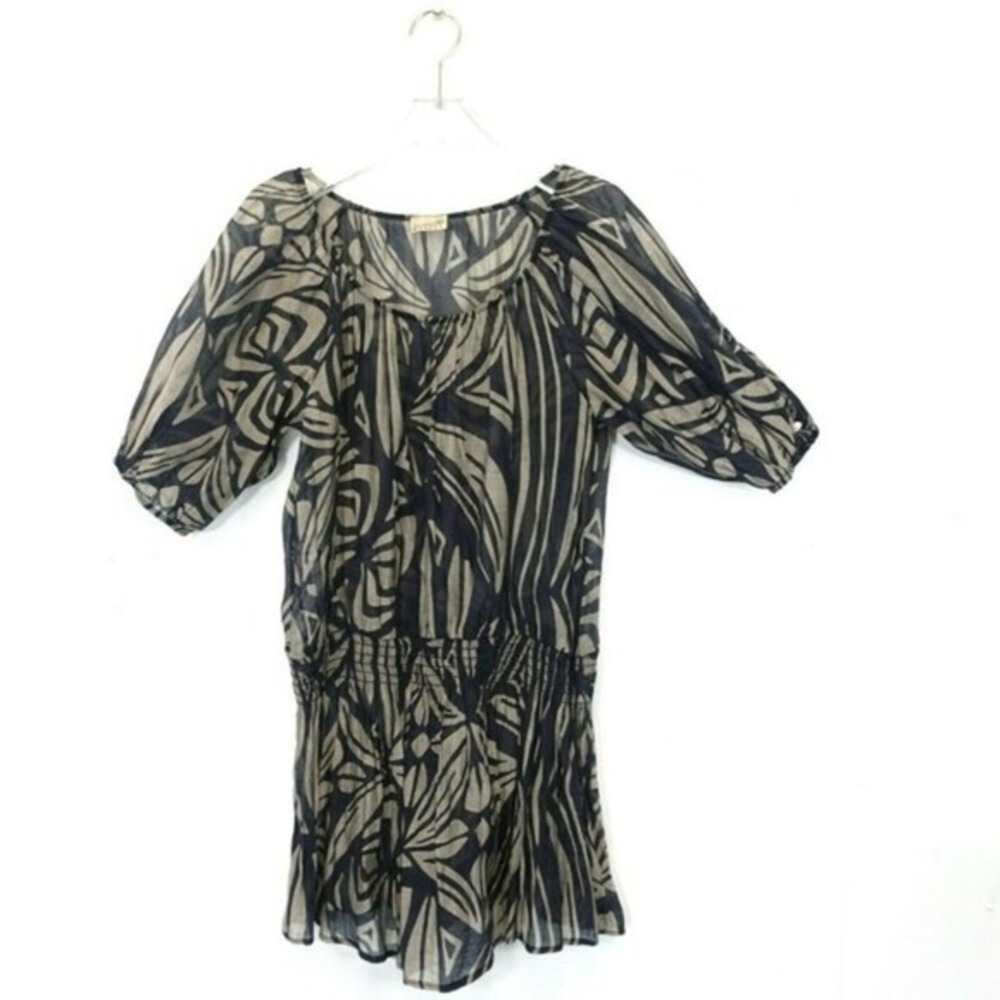 Banana Monkey Top Women Medium Tunic Psychedelic‎ Geo Floral